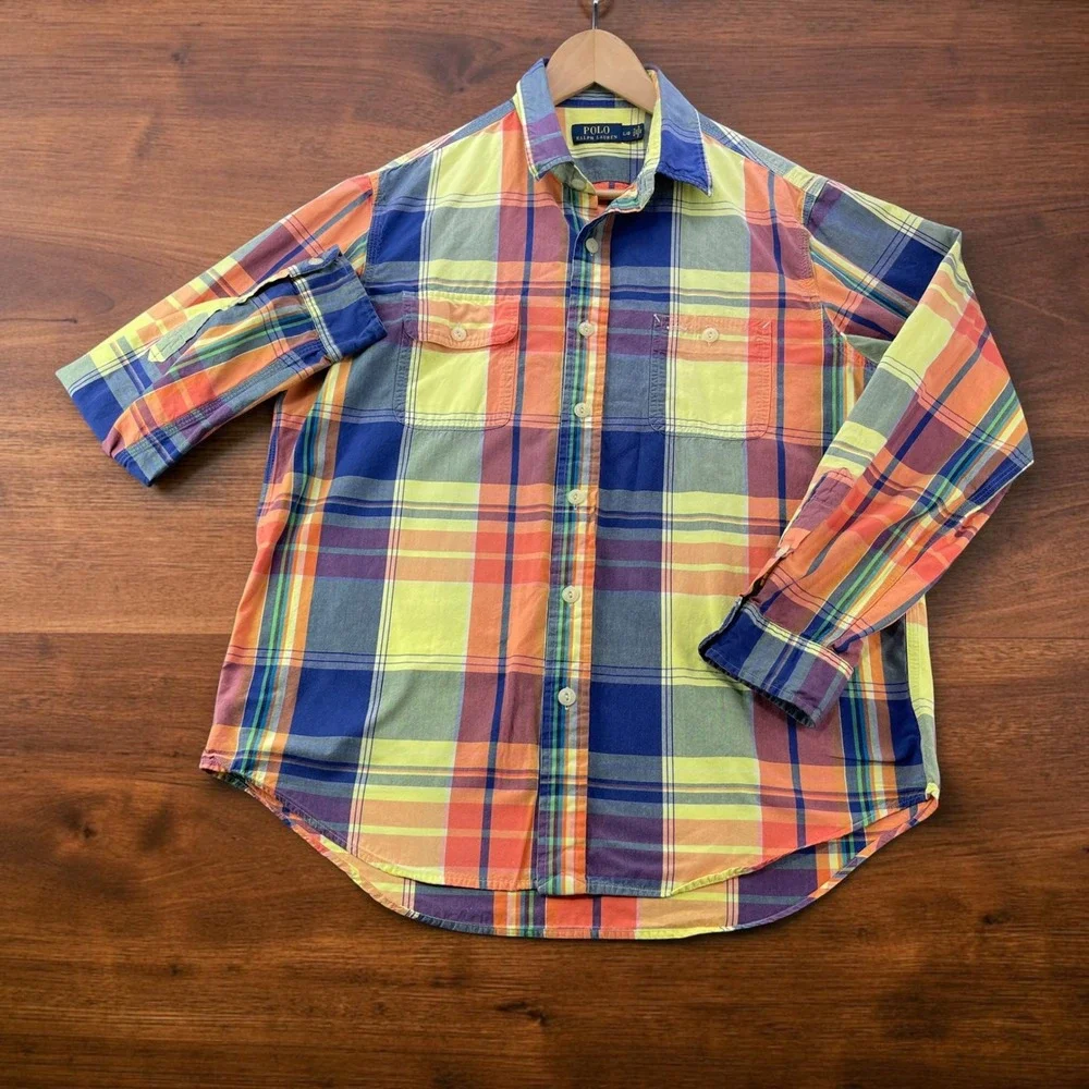 Polo Ralph Lauren Mens Large Plaid Button Down Shirt Multicolor Long Sleeve L
